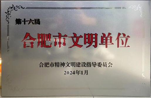 東城文傳公司榮獲第十六屆合肥市文明單位稱號